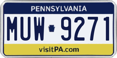 PA license plate MUW9271