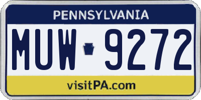 PA license plate MUW9272