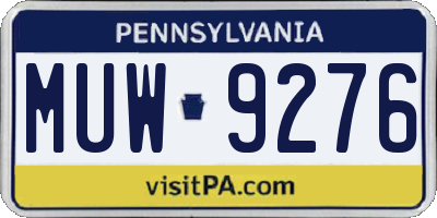PA license plate MUW9276