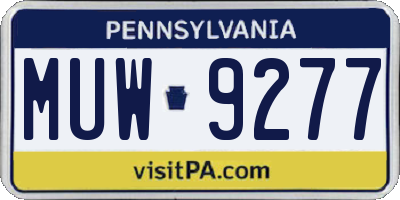 PA license plate MUW9277