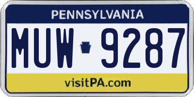 PA license plate MUW9287