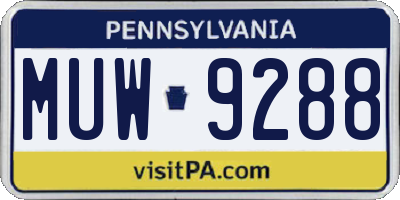 PA license plate MUW9288
