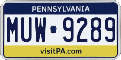 PA license plate MUW9289