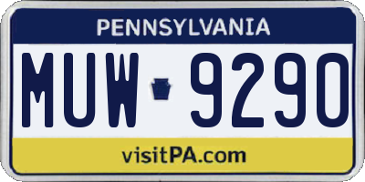 PA license plate MUW9290