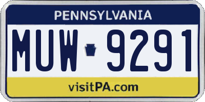 PA license plate MUW9291