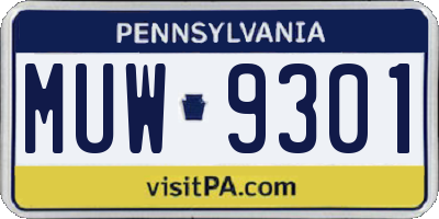 PA license plate MUW9301