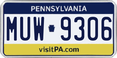 PA license plate MUW9306