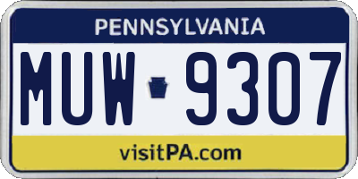 PA license plate MUW9307