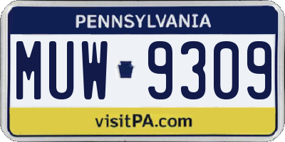 PA license plate MUW9309