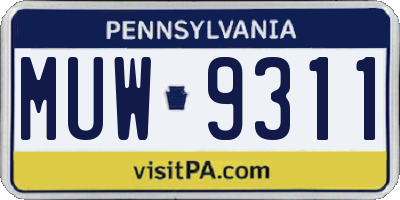 PA license plate MUW9311