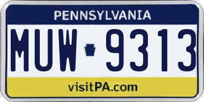 PA license plate MUW9313