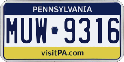 PA license plate MUW9316