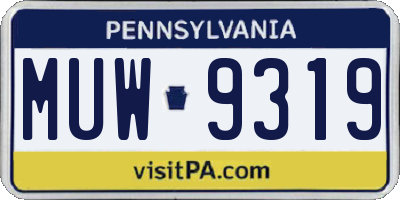 PA license plate MUW9319