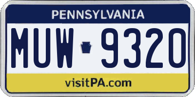 PA license plate MUW9320