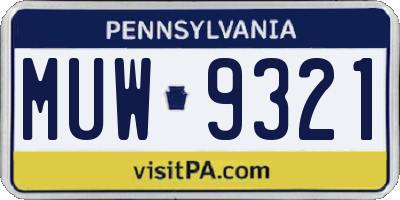 PA license plate MUW9321