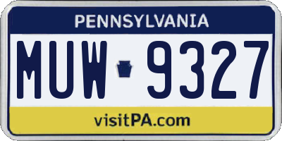 PA license plate MUW9327