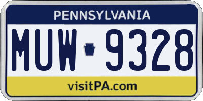 PA license plate MUW9328
