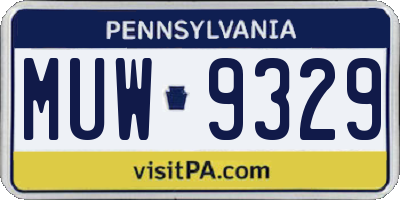 PA license plate MUW9329