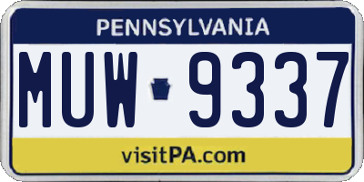 PA license plate MUW9337