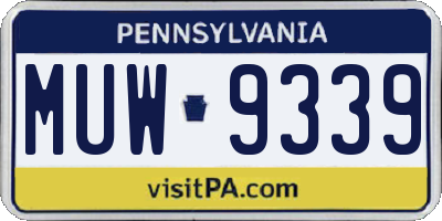 PA license plate MUW9339