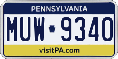 PA license plate MUW9340