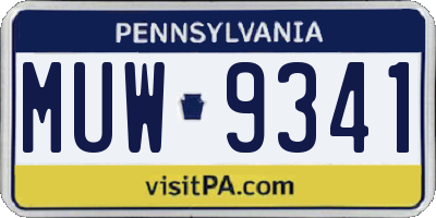 PA license plate MUW9341