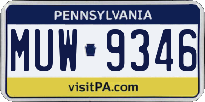PA license plate MUW9346