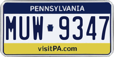 PA license plate MUW9347