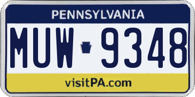 PA license plate MUW9348