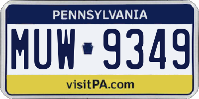 PA license plate MUW9349