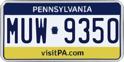 PA license plate MUW9350