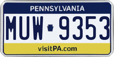 PA license plate MUW9353