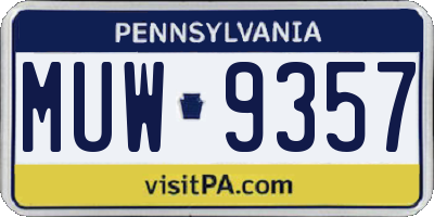 PA license plate MUW9357