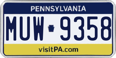 PA license plate MUW9358