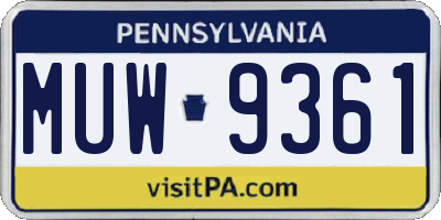 PA license plate MUW9361