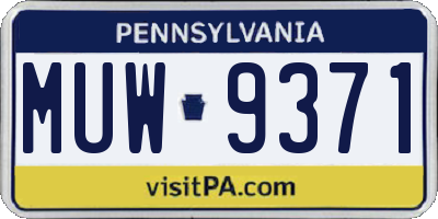 PA license plate MUW9371