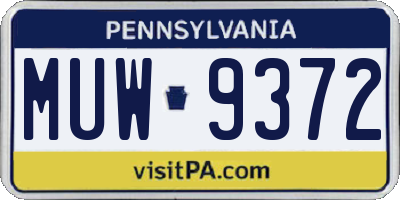 PA license plate MUW9372