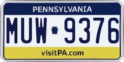PA license plate MUW9376