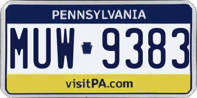 PA license plate MUW9383