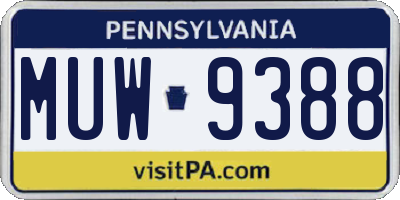 PA license plate MUW9388