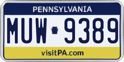 PA license plate MUW9389