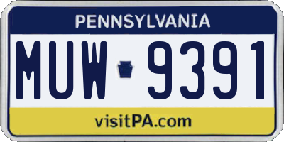 PA license plate MUW9391