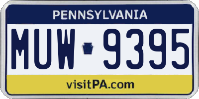 PA license plate MUW9395