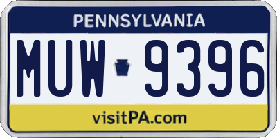 PA license plate MUW9396