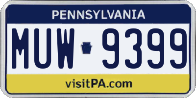 PA license plate MUW9399