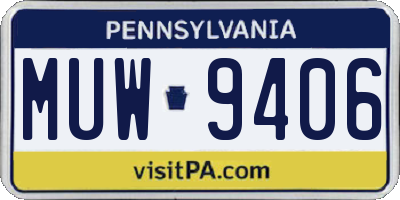 PA license plate MUW9406