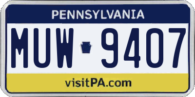 PA license plate MUW9407