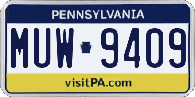 PA license plate MUW9409