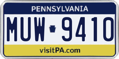PA license plate MUW9410
