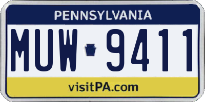 PA license plate MUW9411
